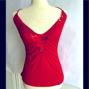 WeatherVane Red Sparkly Halter Top S New